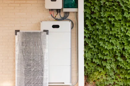 Solar battery installed in garage with inverter for Solar Power by COYCO