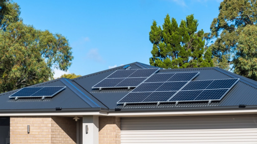 Solar Panel Installed on Colourbond roof of house. WA Solar Rebates 2025