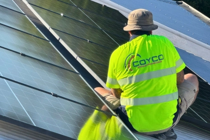 Coyco Rockingham Electrician installing solar panels on a roof for solar power